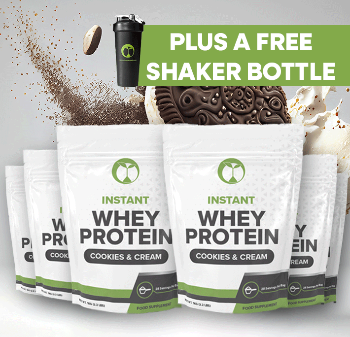 Whey Protein Powder - 6 Bags + Free Shaker